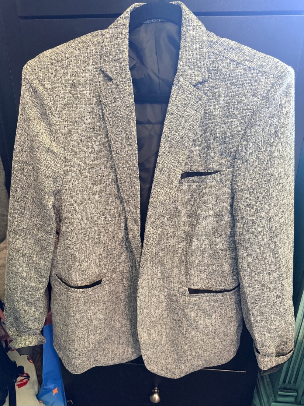 Men's Gray Textured Blazer - Classic Tailored Jacket